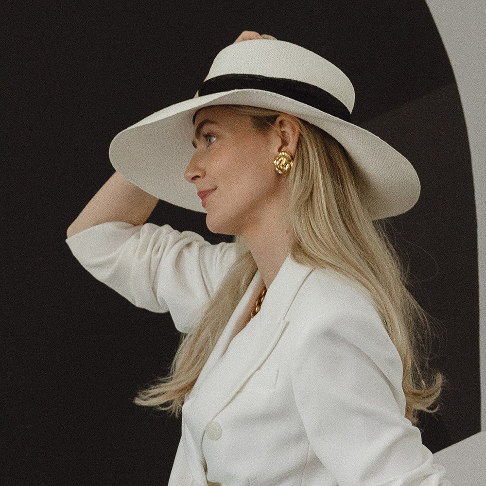 Chapeau Panama à Bord Large avec Bandeau noir Jessica décoloré CHRISTYS