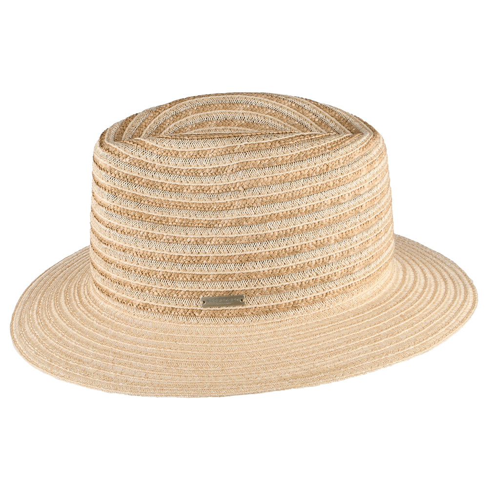 Chapeau Fedora en Paille à Rayures naturel-sable SEEBERGER
