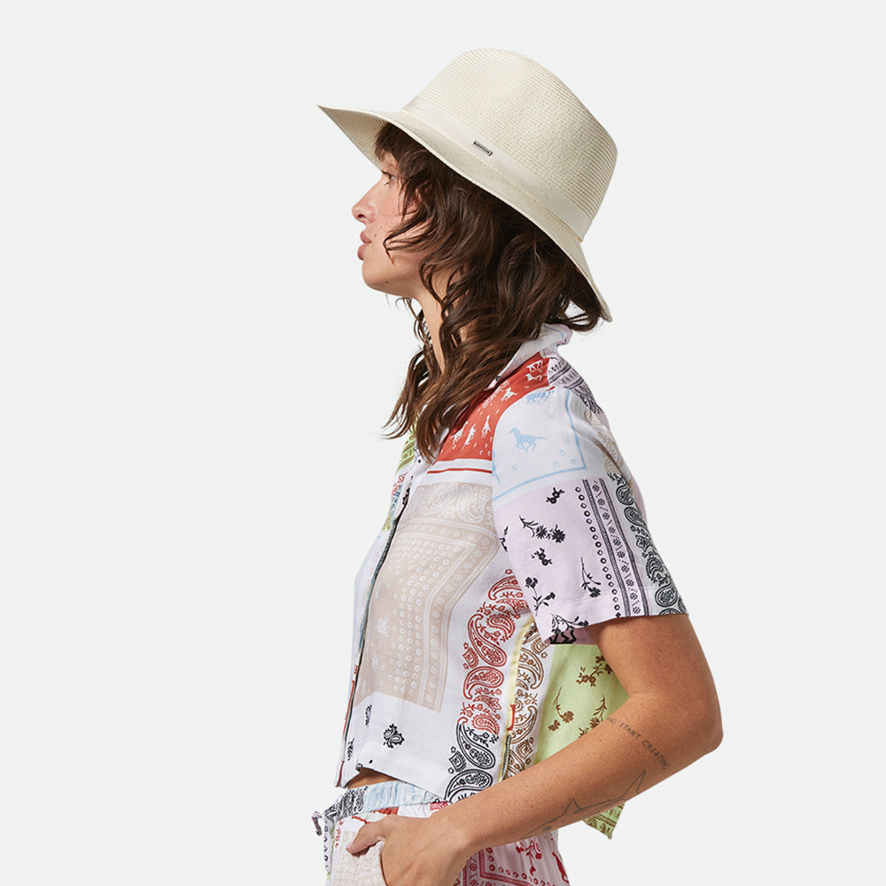 Chapeau Fedora en Paille Toyo Pliable Carolina crème BRIXTON