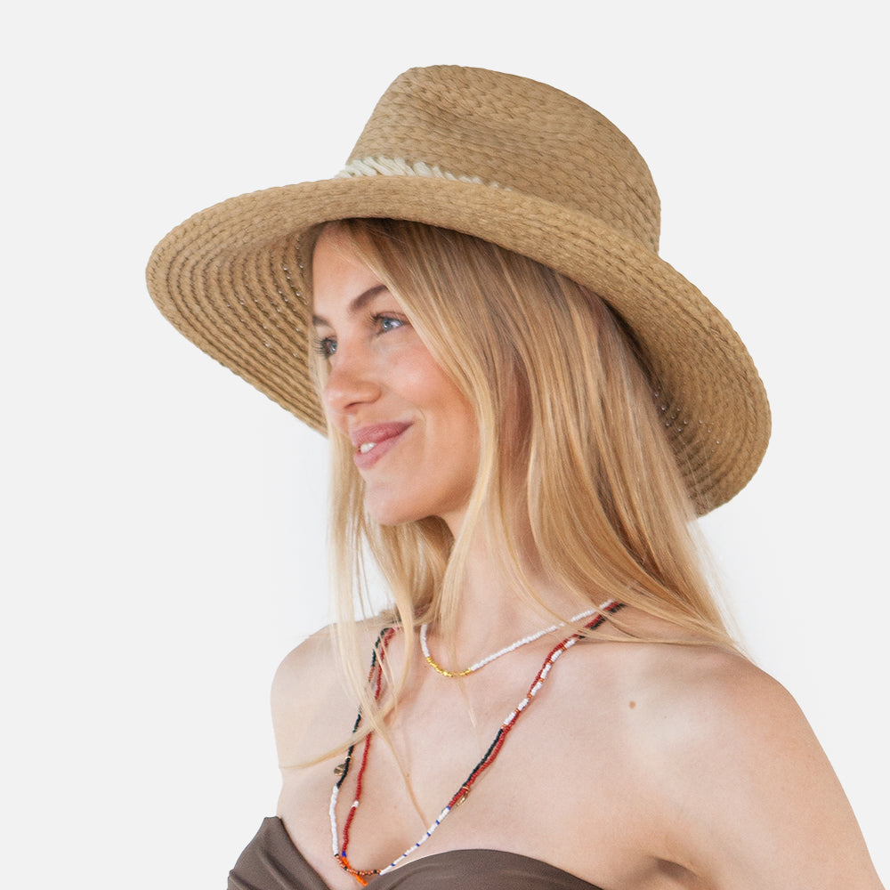 Chapeau Fedora en Paille Toyo Wandeer marron clair BARTS