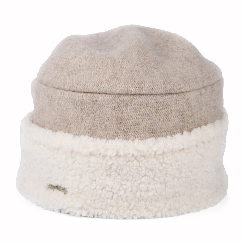 Chapeau Hiver en Laine Vierge Bouillie sable-blanc cassé SEEBERGER