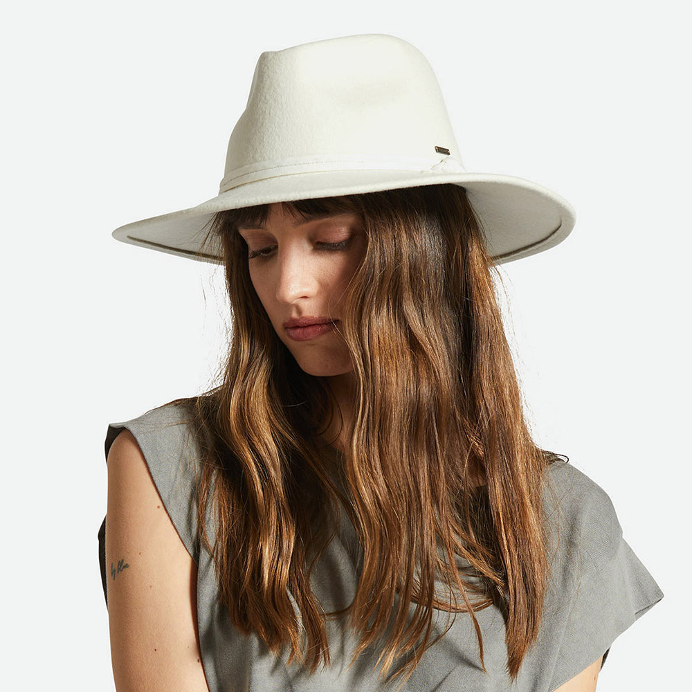 Chapeau Fedora en Laine Feutrée Pliable Joanna blanc cassé BRIXTON