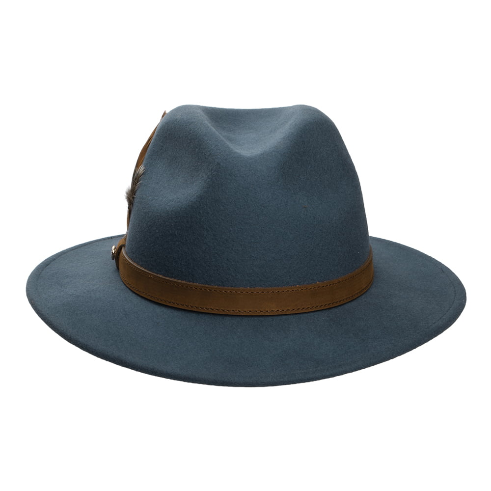 Chapeau Fedora Avec Plumes Hydrofuge en Laine Feutrée bleu ardoise FAILSWORTH