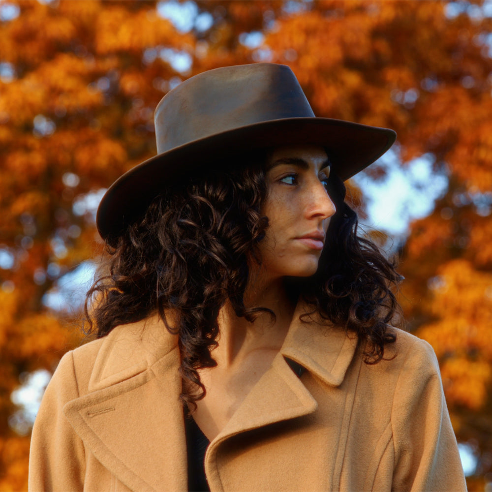 Chapeau de Cowboy en Cuir de Buffle chocolat JAXON & JAMES