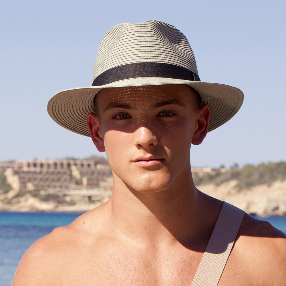 Chapeau Fedora en Paille Toyo Aveloz sauge BARTS