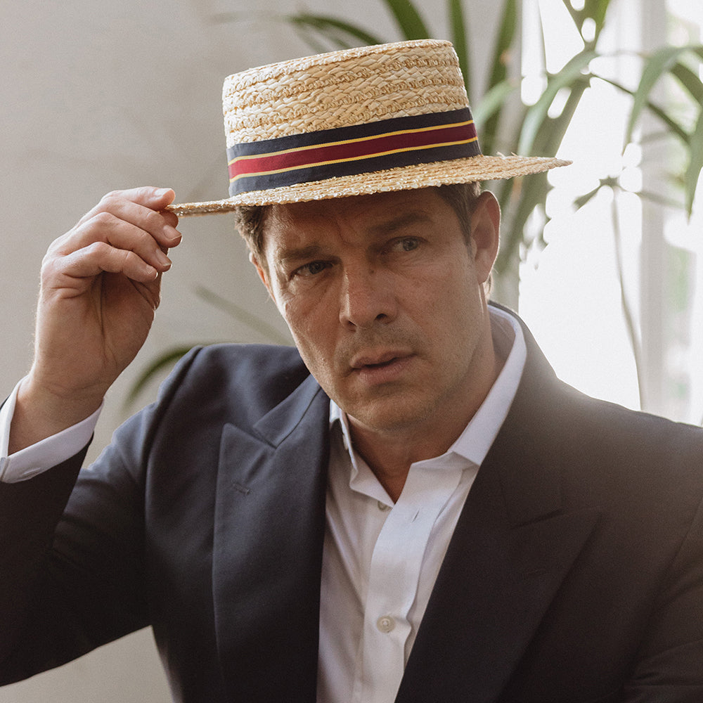 Chapeau Canotier avec Bandeau à Rayures naturel CHRISTYS