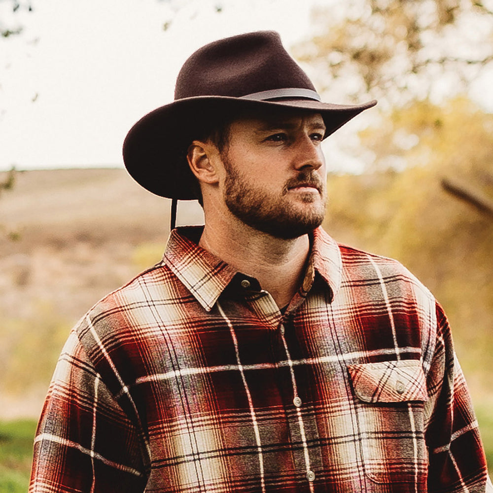 Chapeau Australien en Laine Feutrée Déformable Hydrofuge Dakota Stampede chocolat SCALA
