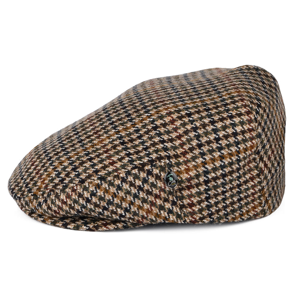 Casquette Plate Pied-de-Poule en Laine et Cachemire camel CITY SPORT