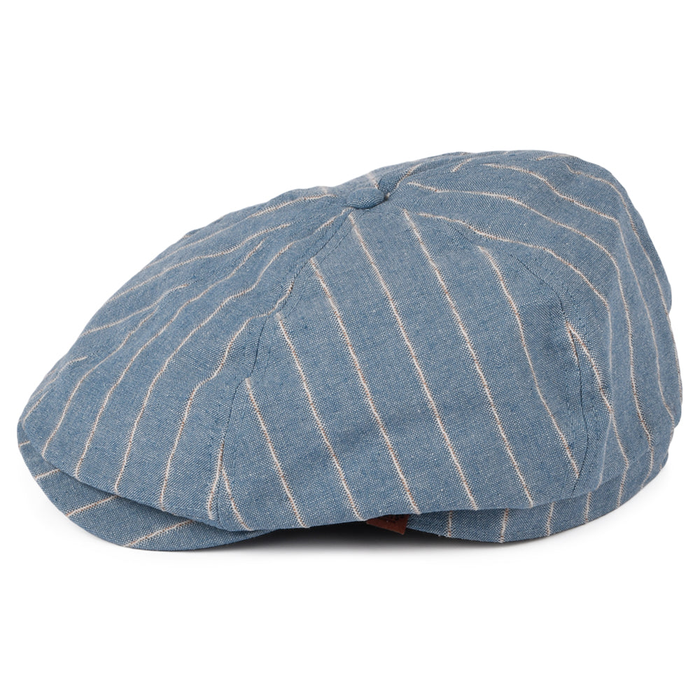 Casquette Gavroche en Lin et Coton à Rayures Jamaica bleu clair BARTS
