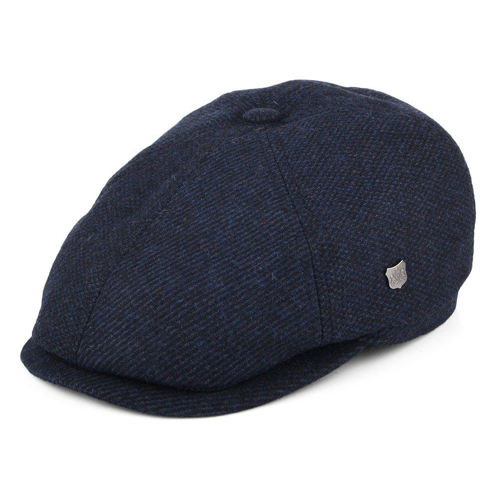 Casquette Gavroche Brooklyn Jaxon & James - Laine Et Polyester - Motif Chevron - Doublure Satin - Bleu Marine