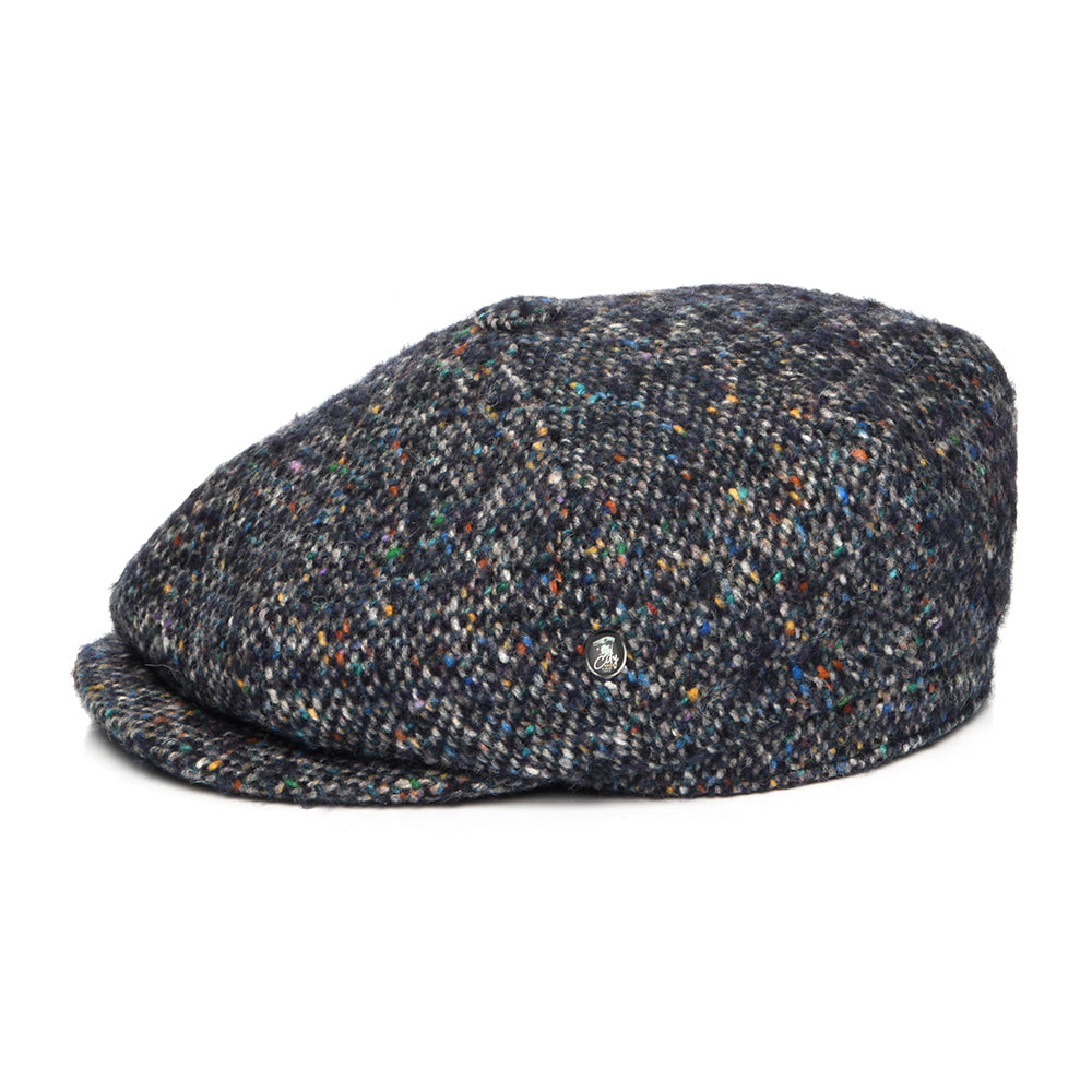 Casquette Gavroche en Tweed du Donegal Chiné Calotte Profonde bleu marine-multi CITY SPORT