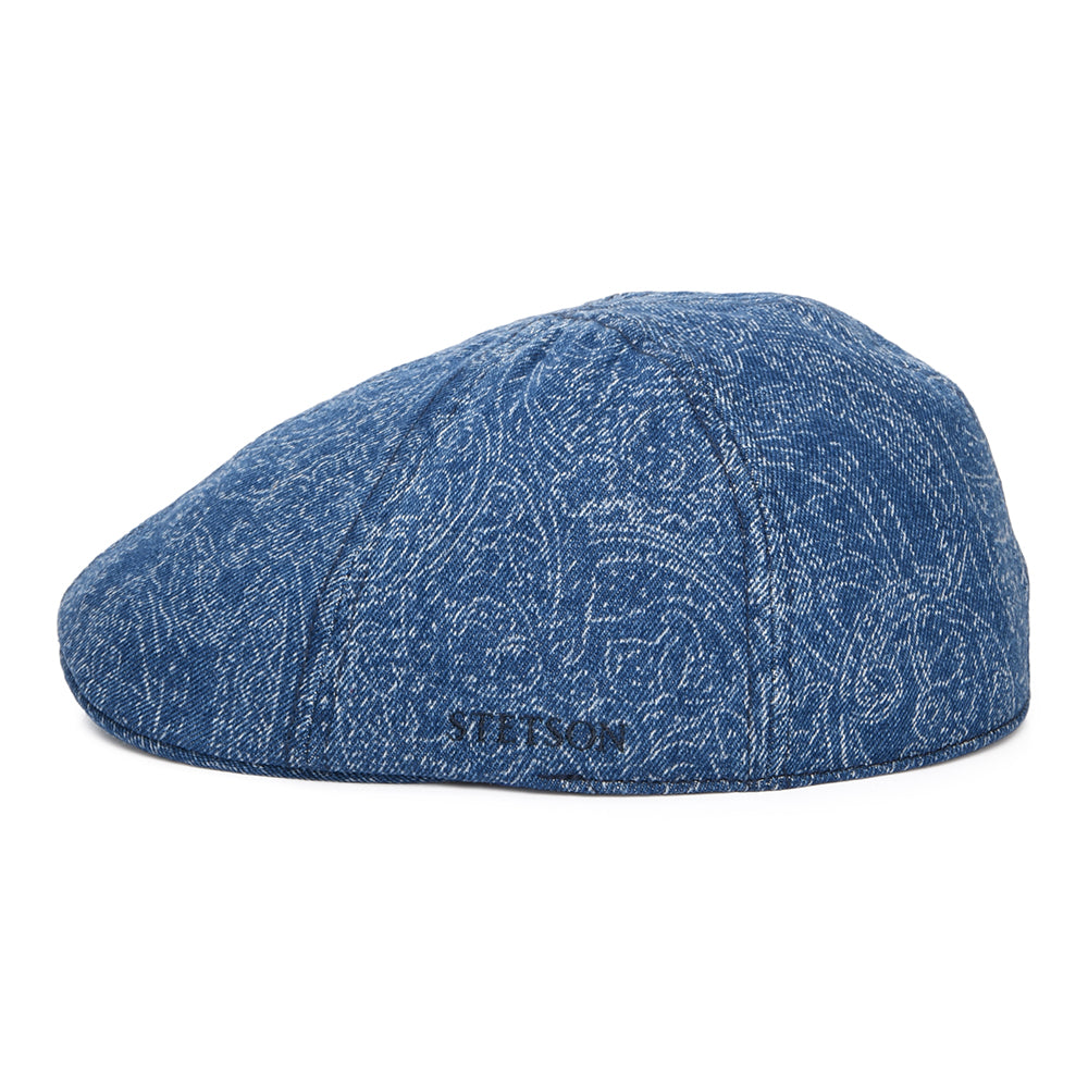 Casquette Plate Bec-de-Canard Paisley en Denim Texas bleu STETSON