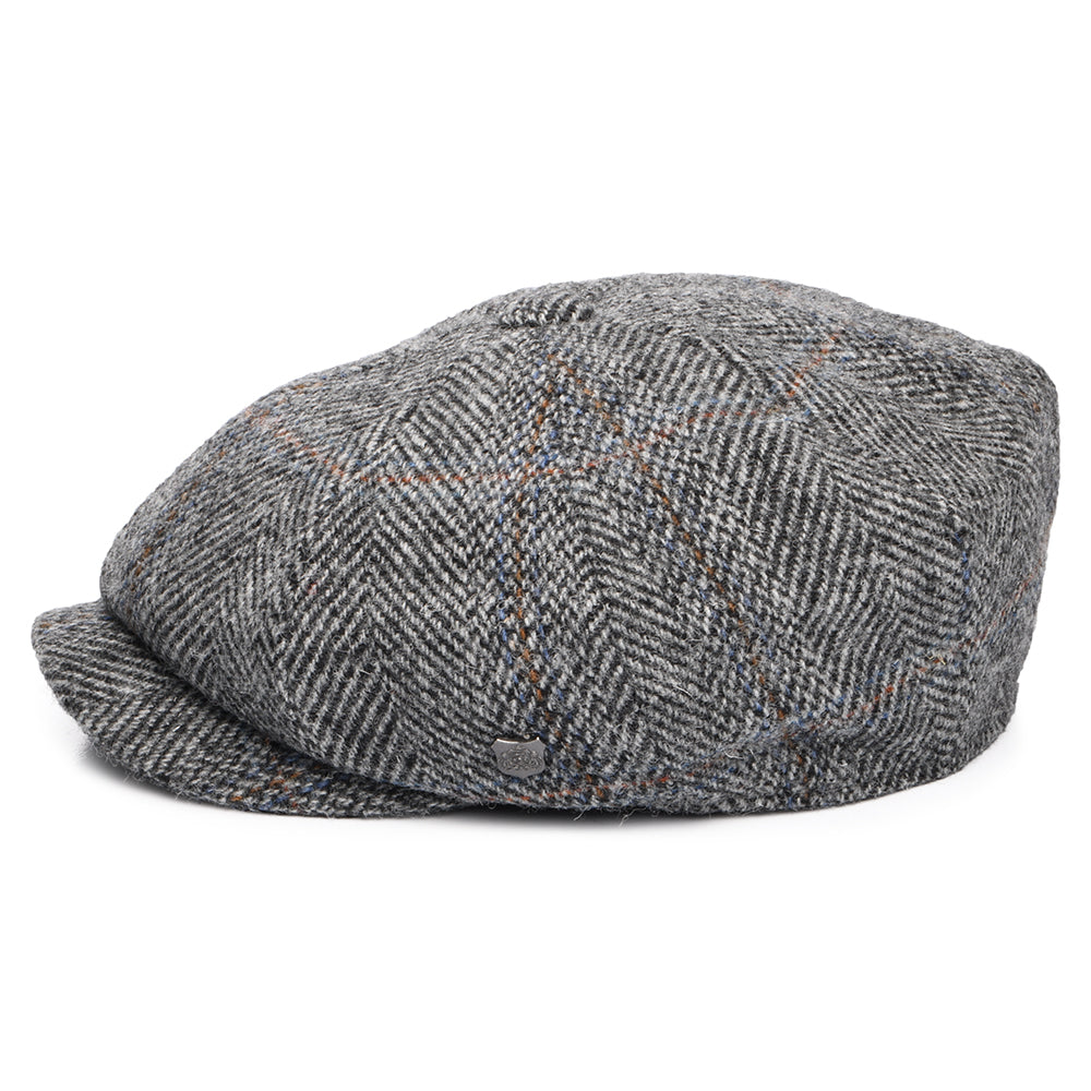 Casquette Gavroche en HARRIS TWEED à Chevrons Carloway gris-noir FAILSWORTH