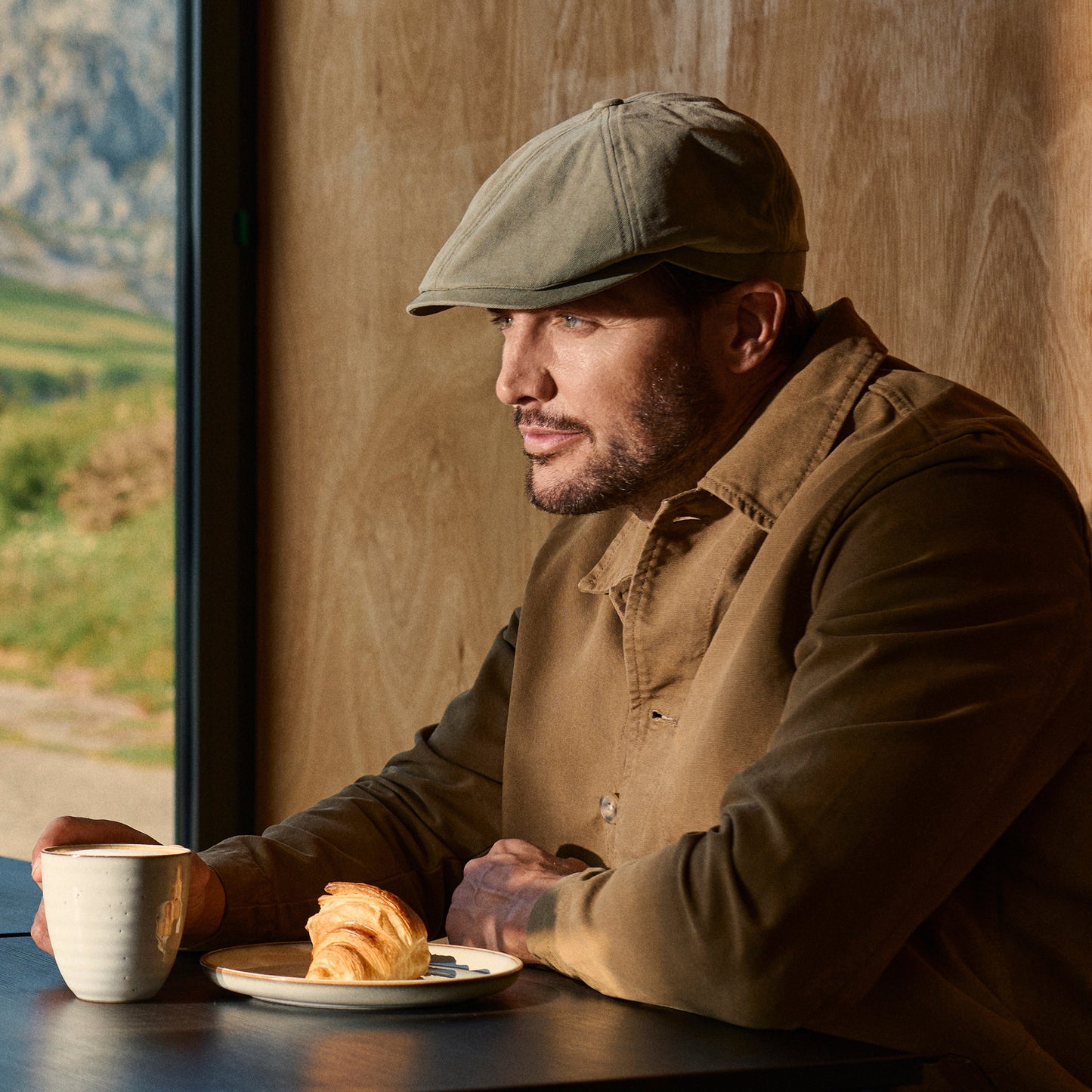 Casquette Gavroche Hudson en Toile de Coton sauge-khaki FAILSWORTH