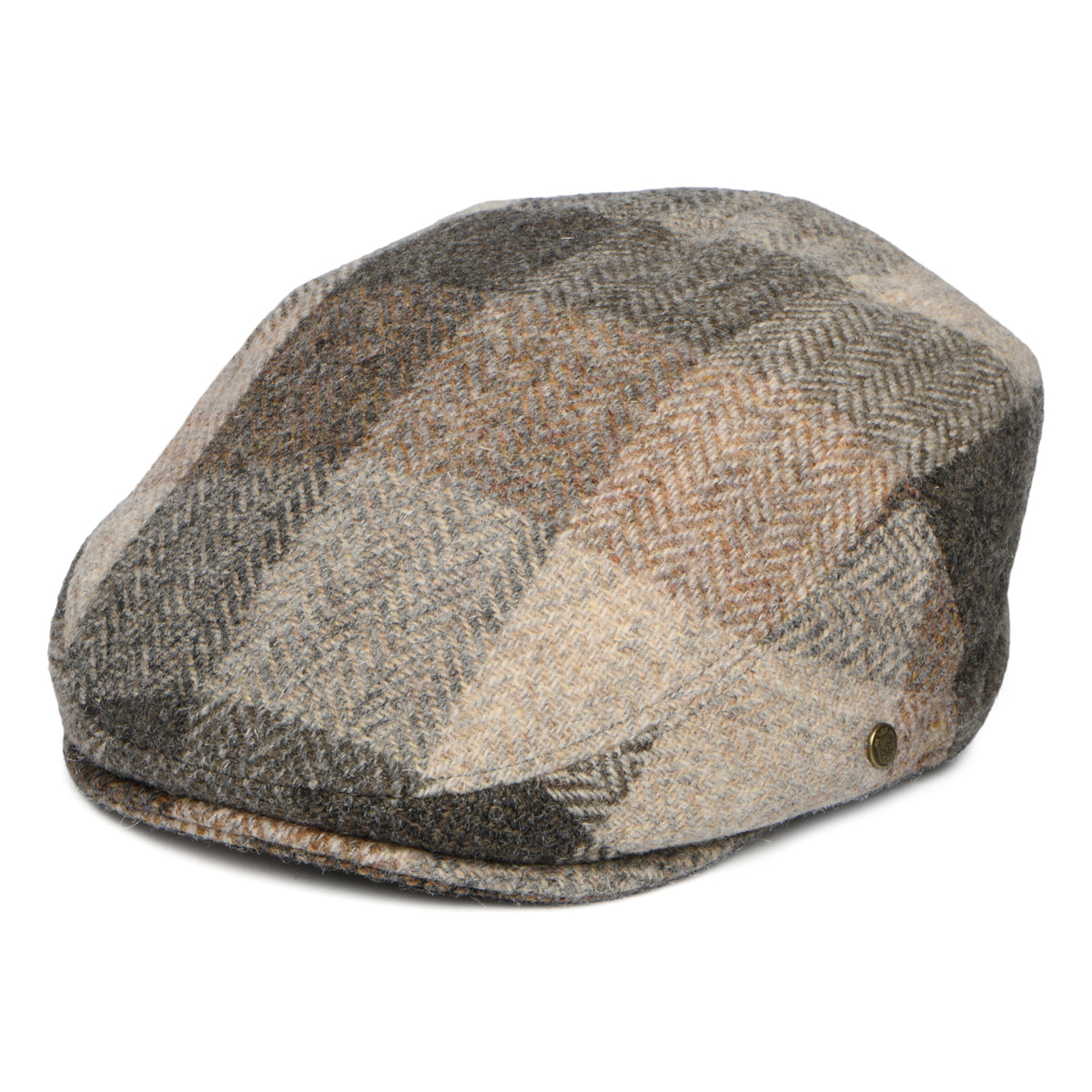 Casquette Plate en HARRIS TWEED Patch Stornoway marron FAILSWORTH