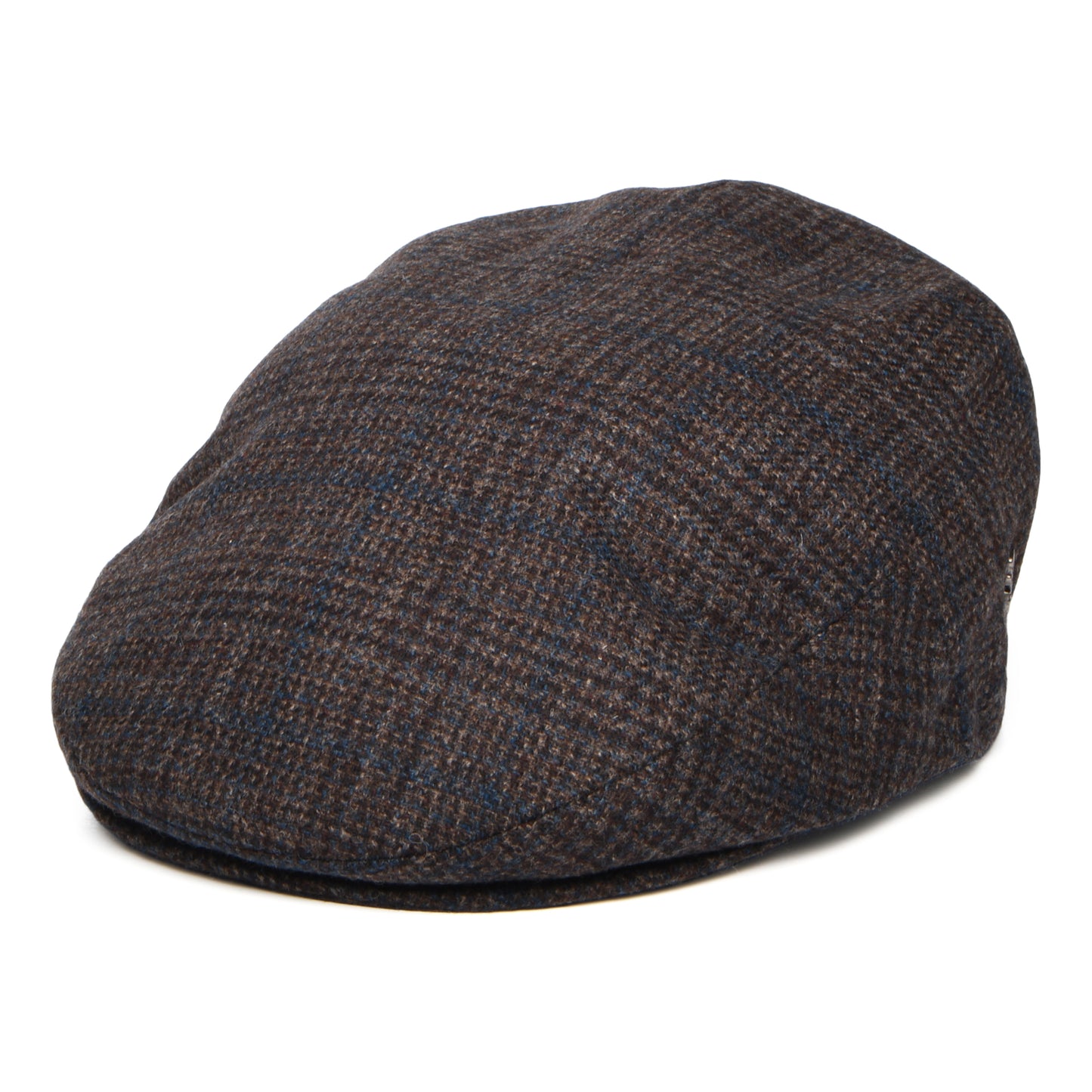 Casquette Plate en Laine et Cachemire à Carreaux marron foncé-bleu CITY SPORT