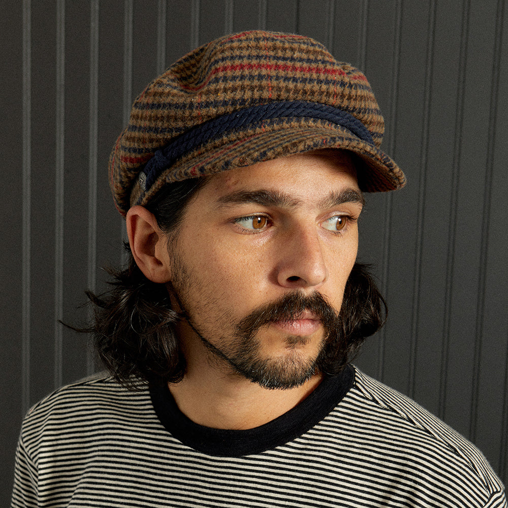 Casquette de Marin Pied-de-Poule marron clair-bleu marine BRIXTON