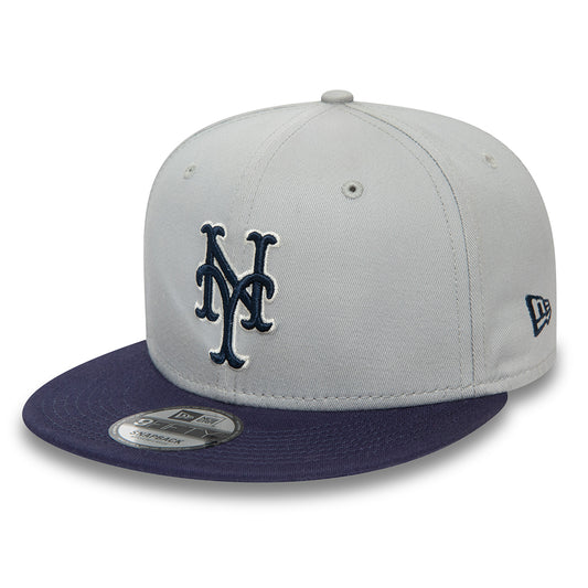 Casquette Snapback 9FIFTY MLB Patch New York Mets gris-bleu marine NEW ERA