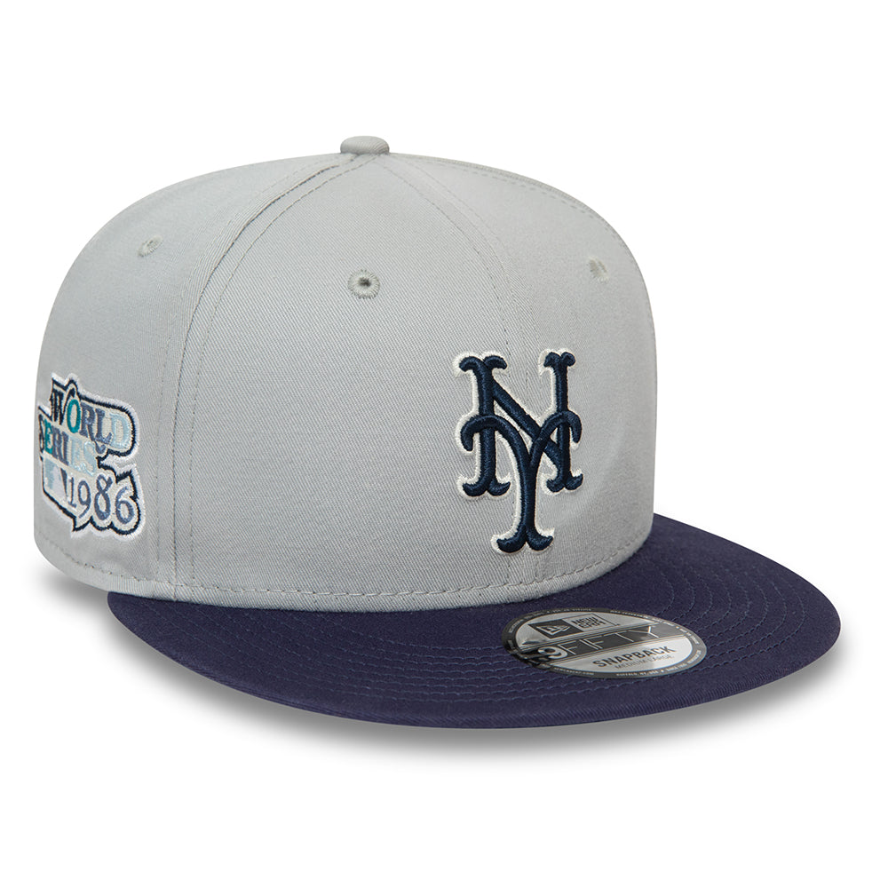 Casquette Snapback 9FIFTY MLB Patch New York Mets gris-bleu marine NEW ERA