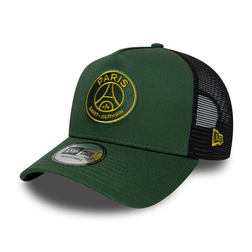Casquette Trucker A-Frame Seasonal Paris Saint-Germain FC vert foncé NEW ERA