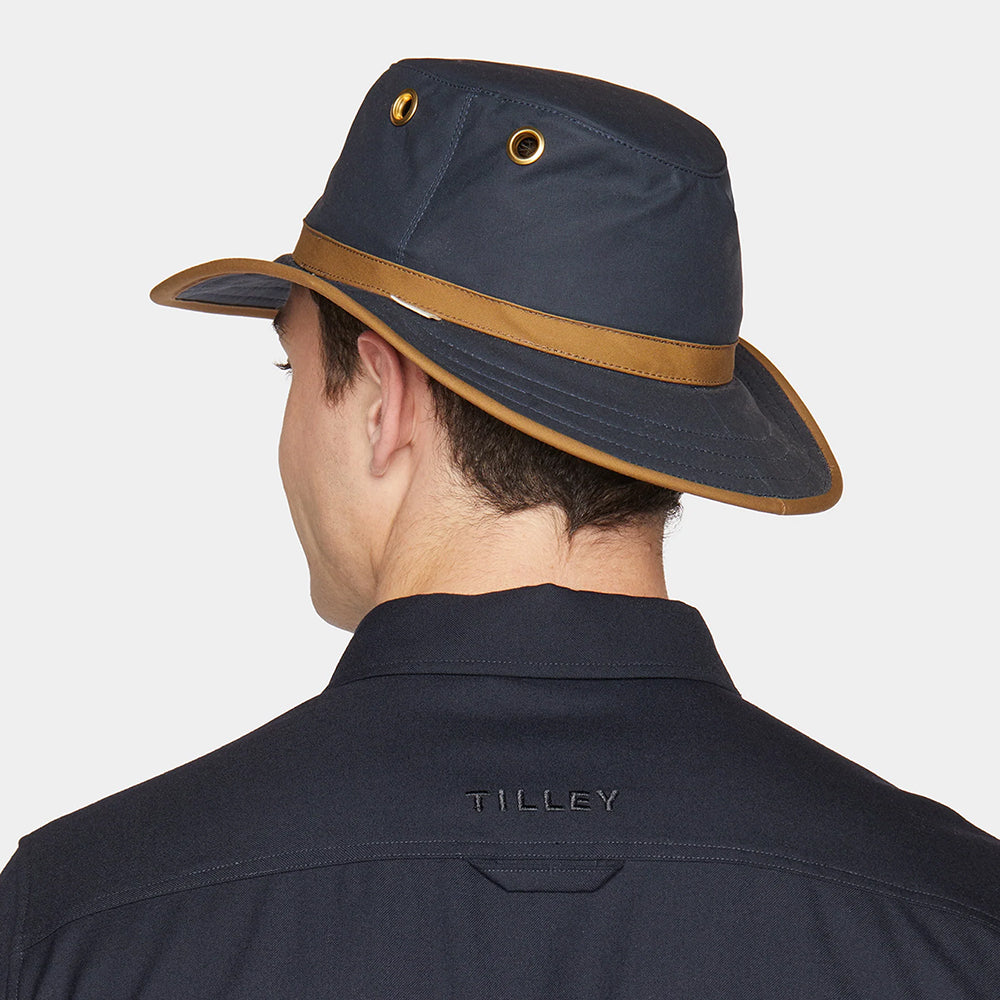 Chapeau Australien en Coton Ciré TWC7 bleu marine-beige sable TILLEY