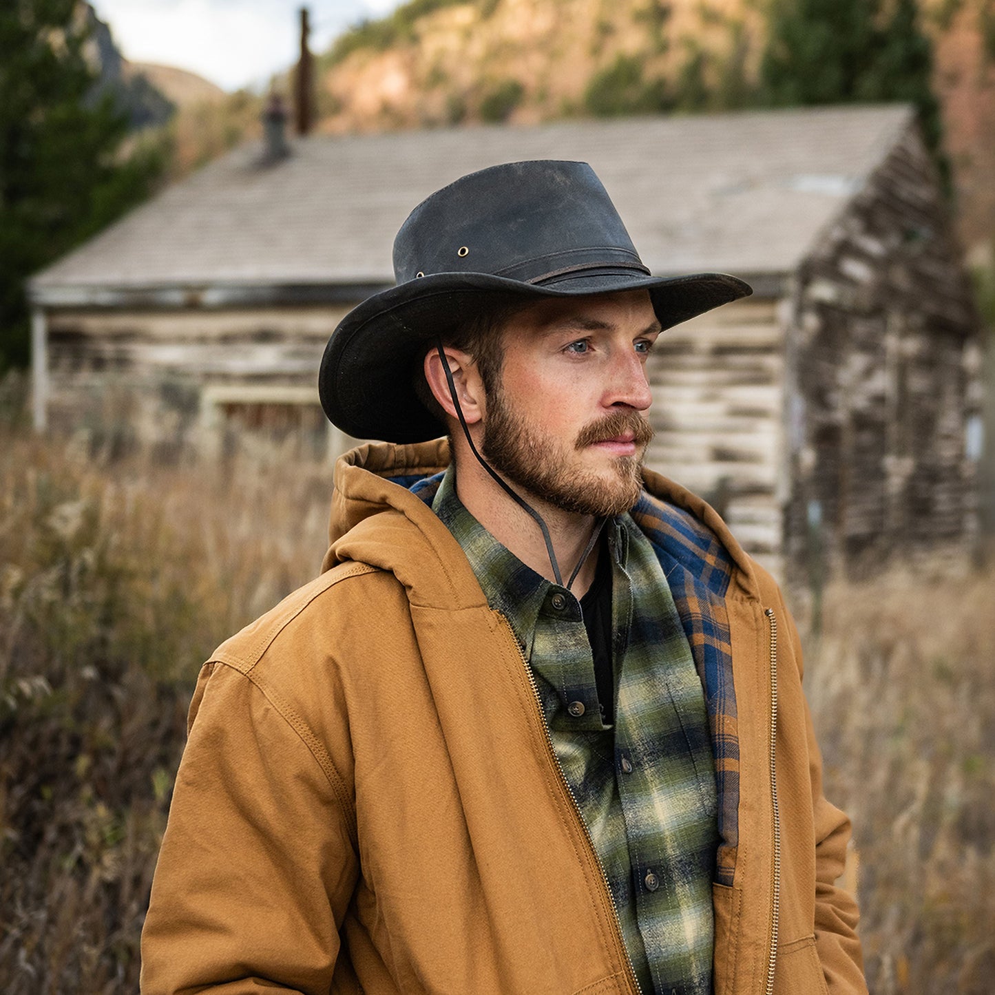 Chapeau Australien en Coton à Effet Usé marron DORFMAN PACIFIC