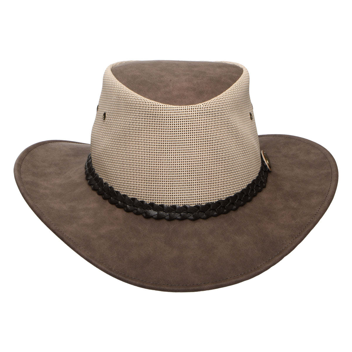 Chapeau Australien Ventilé en Simili-Cuir Voyageur marron DENTON
