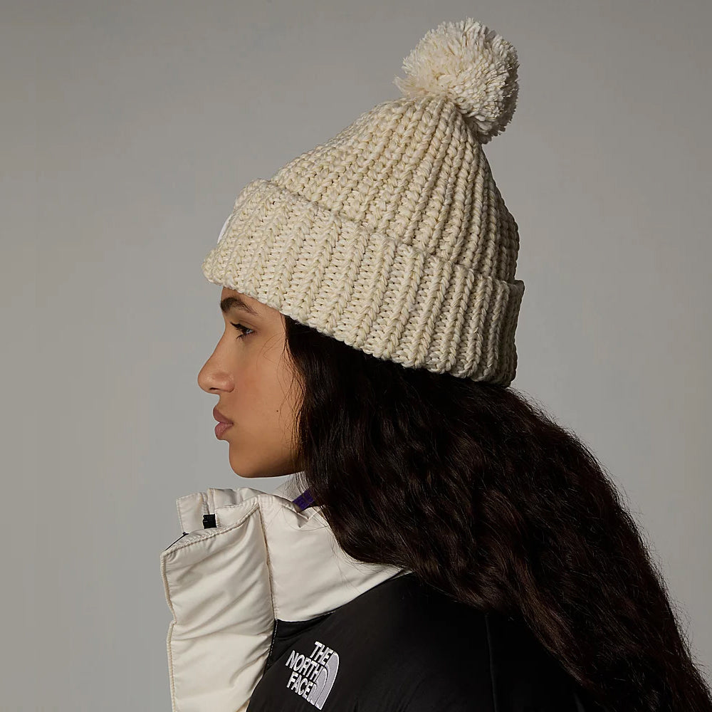 Bonnet à Pompon Cozy Chunky Cabin blanc cassé THE NORTH FACE