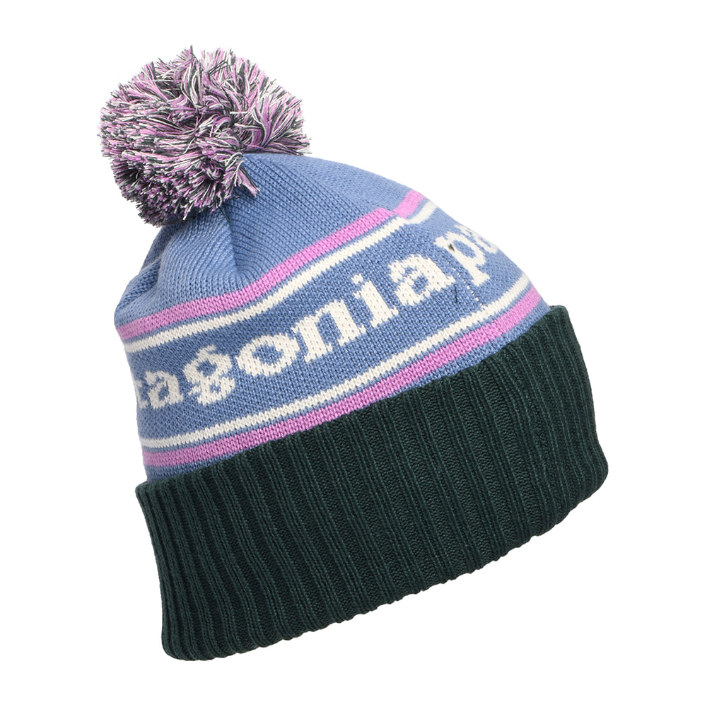 Bonnet à Pompon Powder Town bleu-violet-vert foncé PATAGONIA
