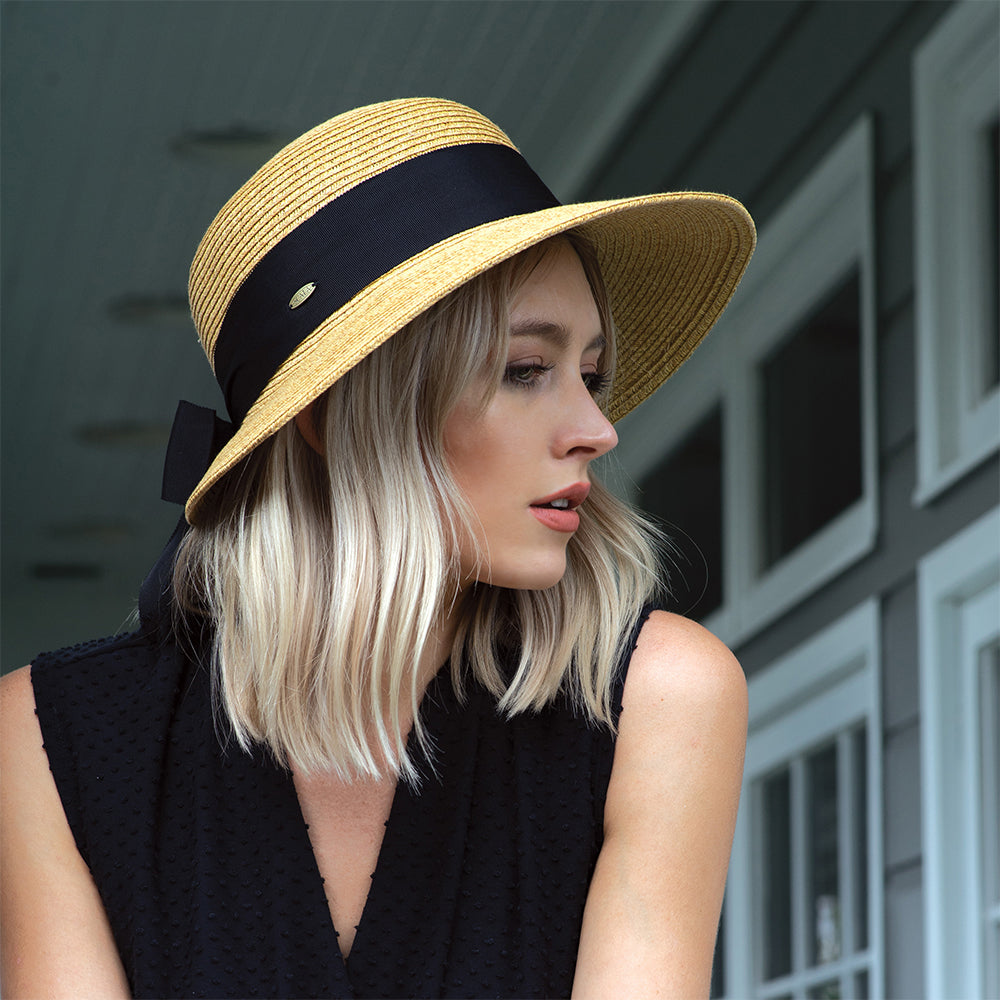 Chapeau de Paille Été avec Noeud en Gros-Grain naturel SCALA