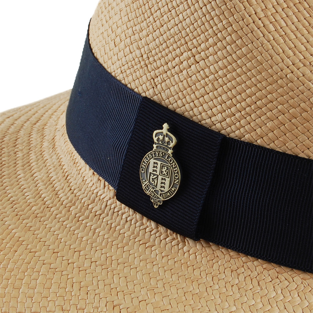 Chapeau Panama à Bord Large Bandeau Bleu Marine Classic Jessica naturel CHRISTYS