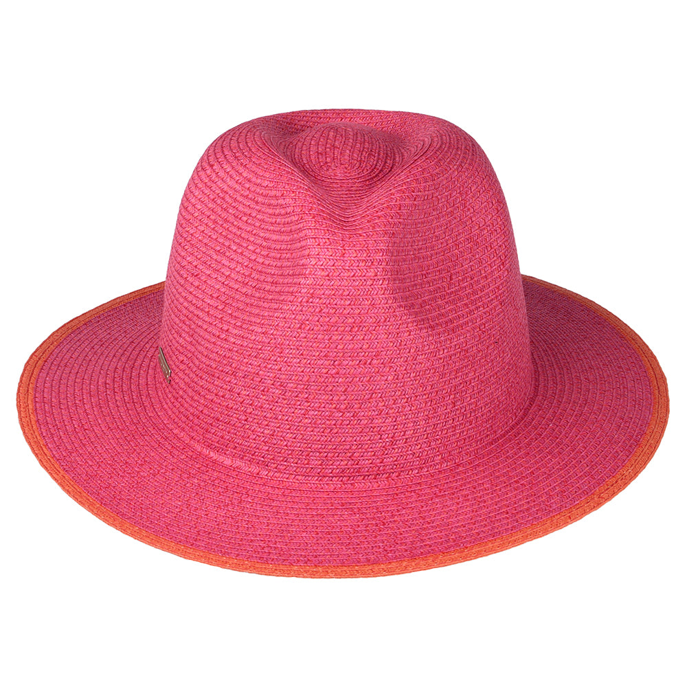 Chapeau Fedora en Paille Toyo rose-orange SEEBERGER
