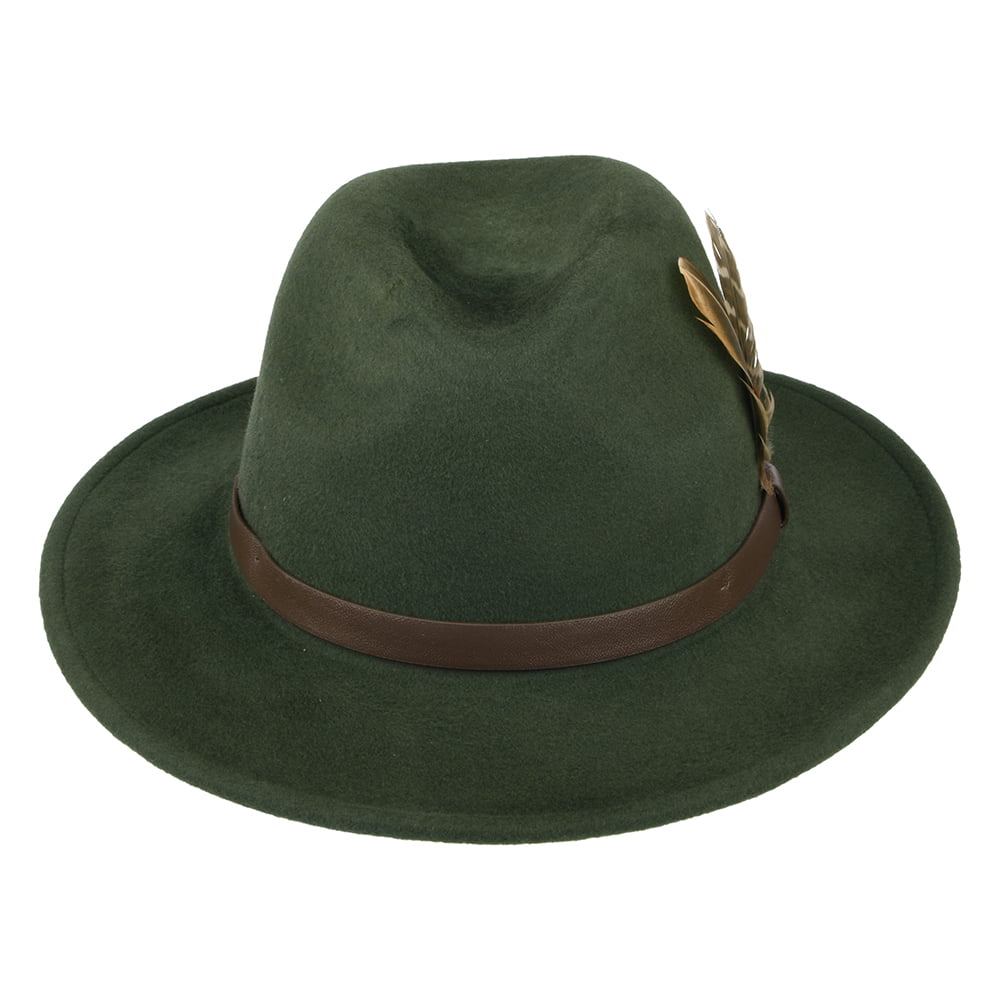 Chapeau Fedora en Laine Feutrée Hydrofuge Cheltenham olive FAILSWORTH