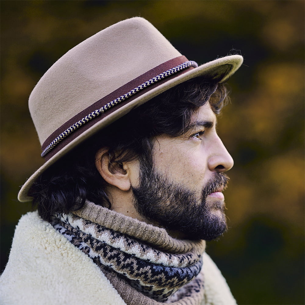 Chapeau Fedora en Laine Feutrée Taxas marron BARTS