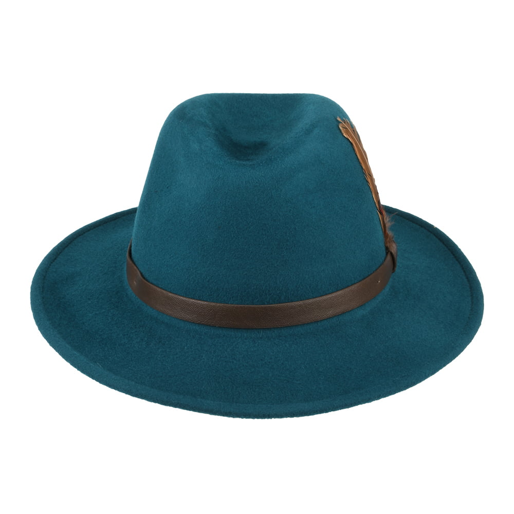 Chapeau Fedora en Laine Feutrée Hydrofuge Cheltenham bleu sarcelle FAILSWORTH