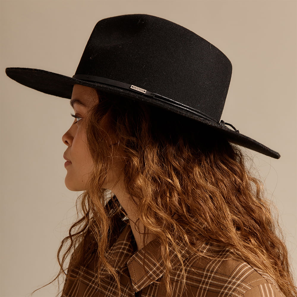 Chapeau Fedora en Laine Feutrée Hailey noir BRIXTON