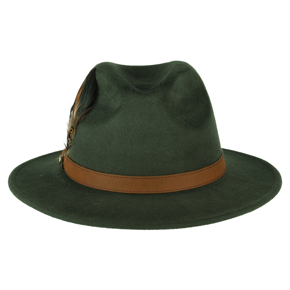 Chapeau Fedora en Laine Feutrée Hydrofuge olive FAILSWORTH