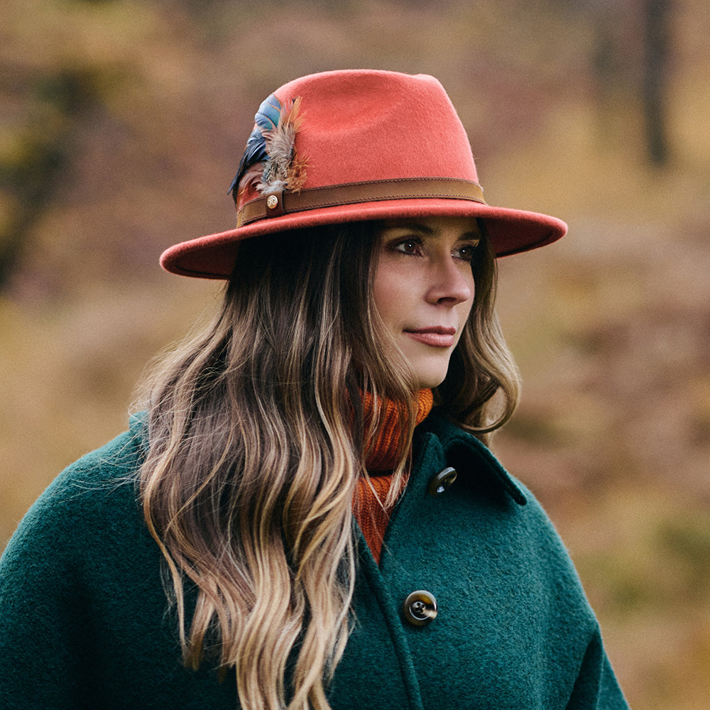 Chapeau Fedora en Laine Feutrée Hydrofuge gingembre FAILSWORTH