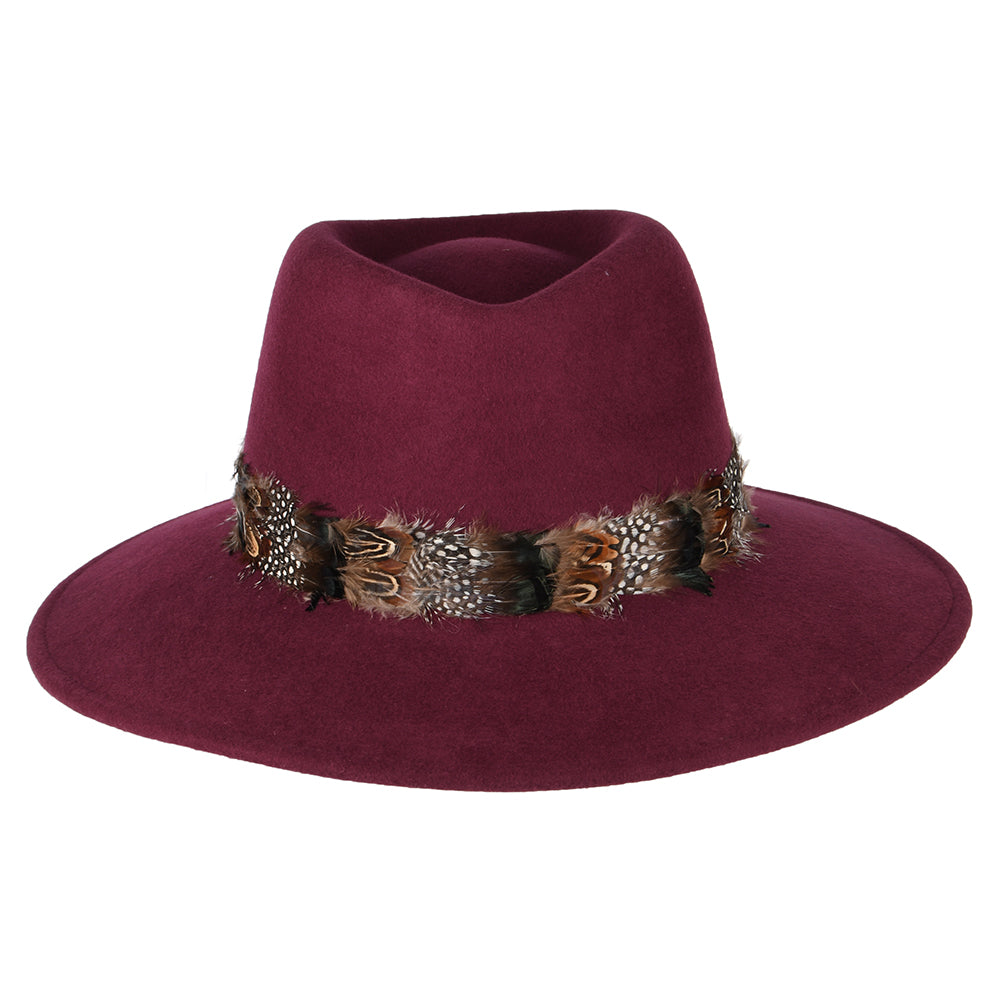 Chapeau Fedora Hydrofuge avec Plume vin FAILSWORTH