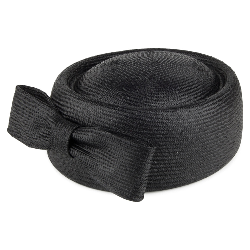 Chapeau Calot en Paille Jackie O noir WHITELEY