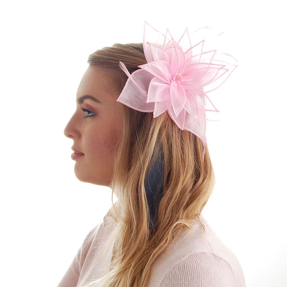 Chapeau Bibi Organza à Pince Lily rose clair FAILSWORTH