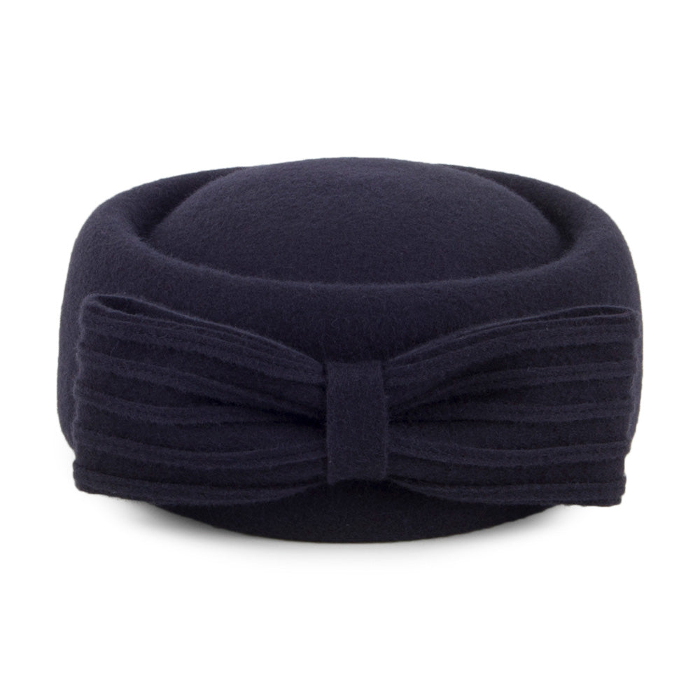 Chapeau Calot en Laine Jackie O Loop Bow bleu marine WHITELEY