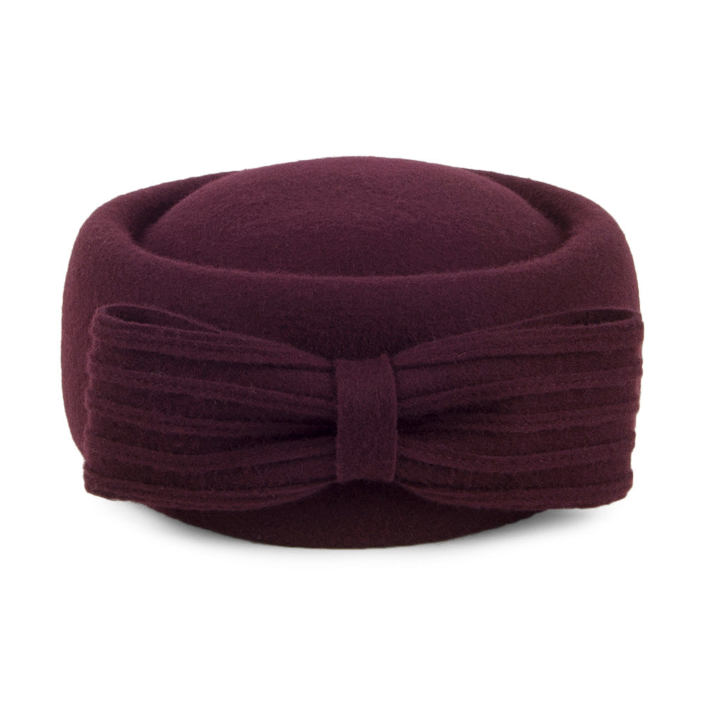 Chapeau Calot en Laine Jackie O Loop Bow bordeaux WHITELEY