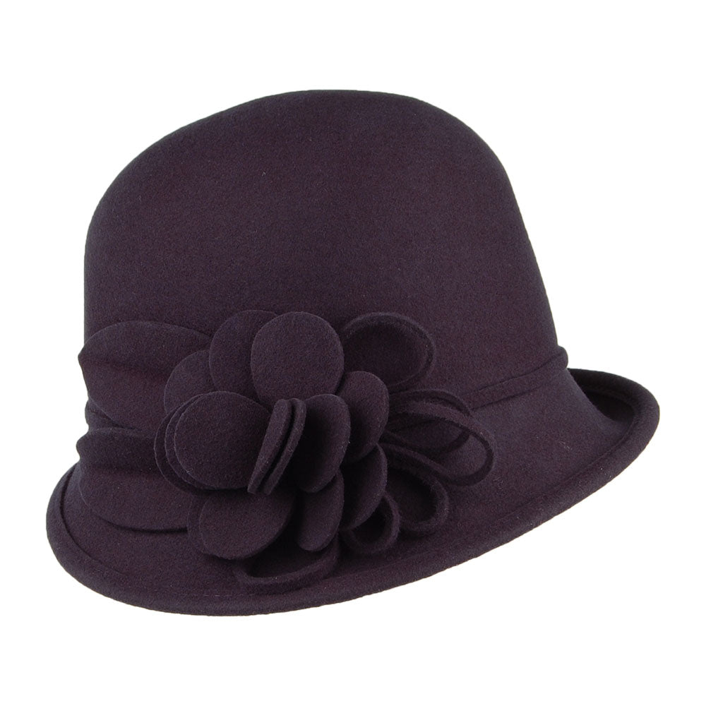 Chapeau Cloche en Laine Feutrée Alice bleu marine FAILSWORTH