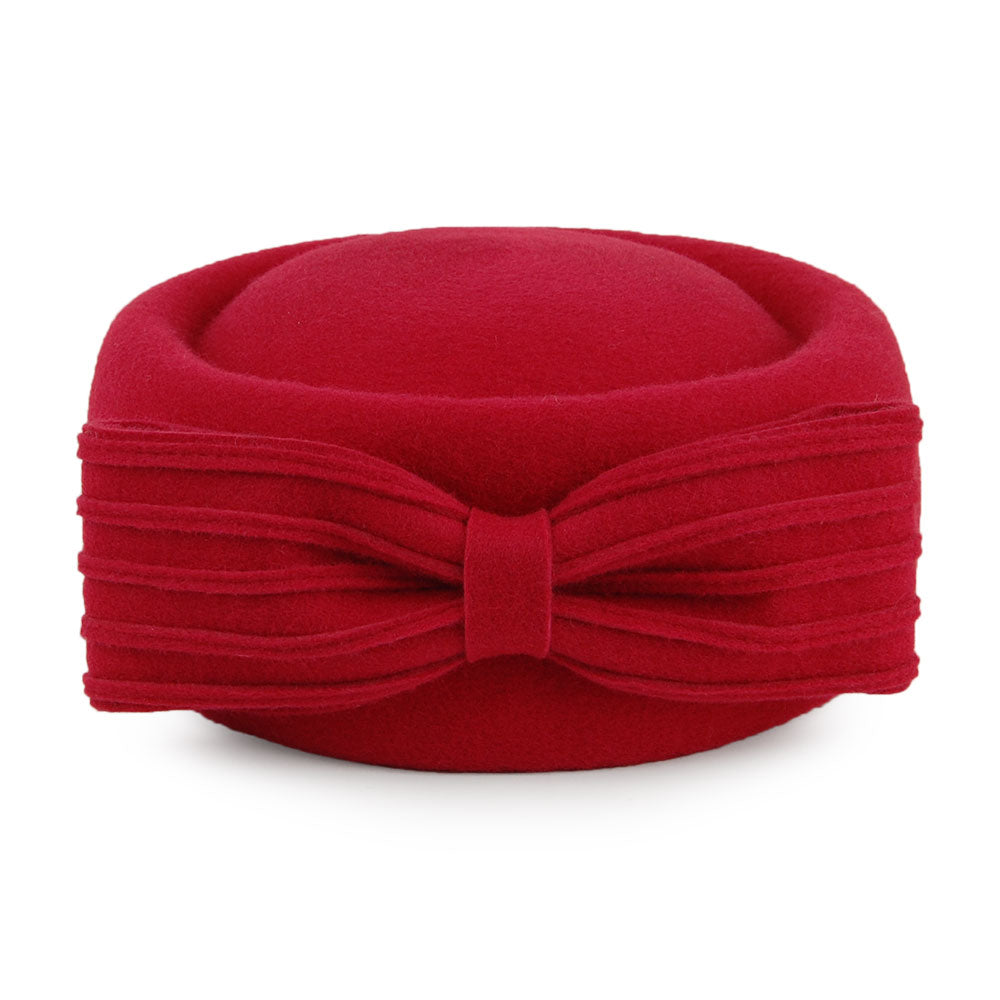 Chapeau Calot en Laine Jackie O Loop Bow rouge WHITELEY