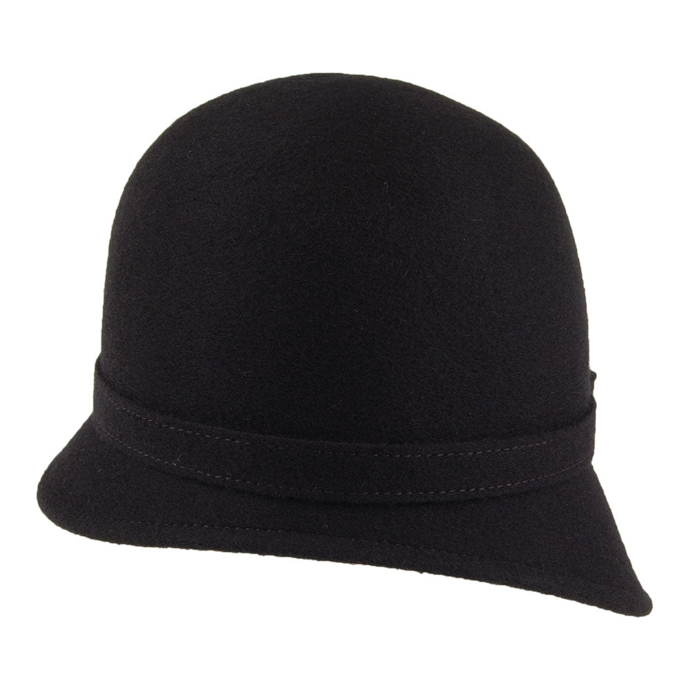 Chapeau Cloche en Laine avec Noeud Harper noir WHITELEY