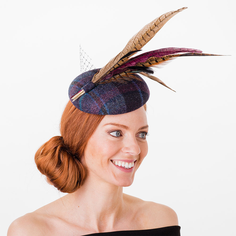 Chapeau Calot avec Plume Newbury mélange de violets FAILSWORTH