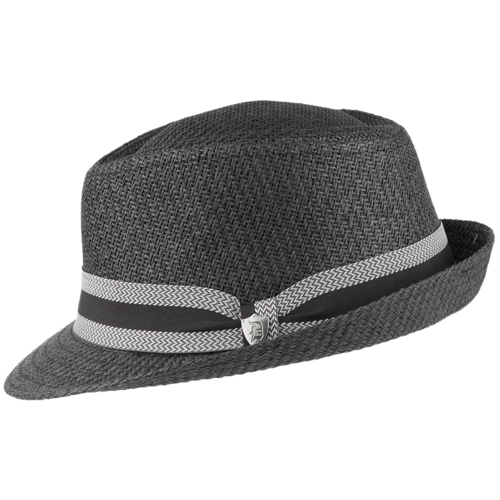 Chapeau Trilby en Paille Toyo Mate avec Bandeau à Rayures noir DORFMAN PACIFIC