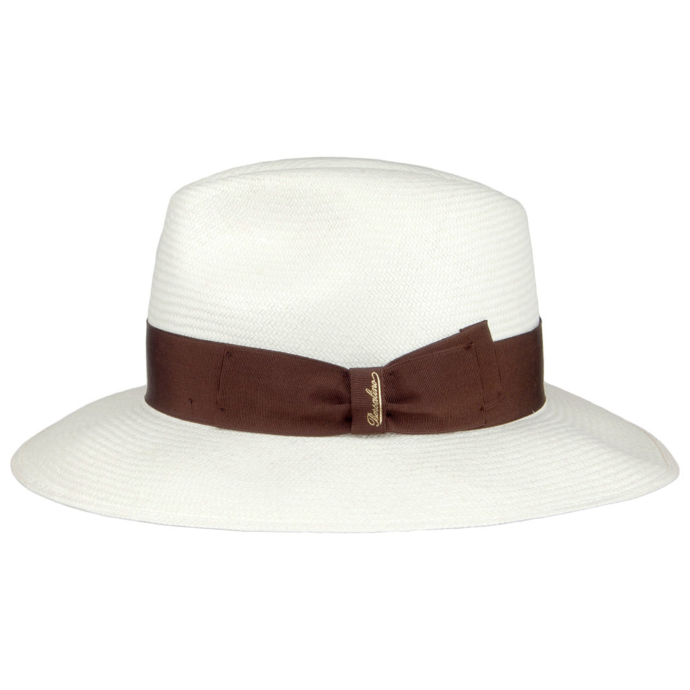 Chapeau Fedora Panama avec Bandeau marron Fine décoloré BORSALINO