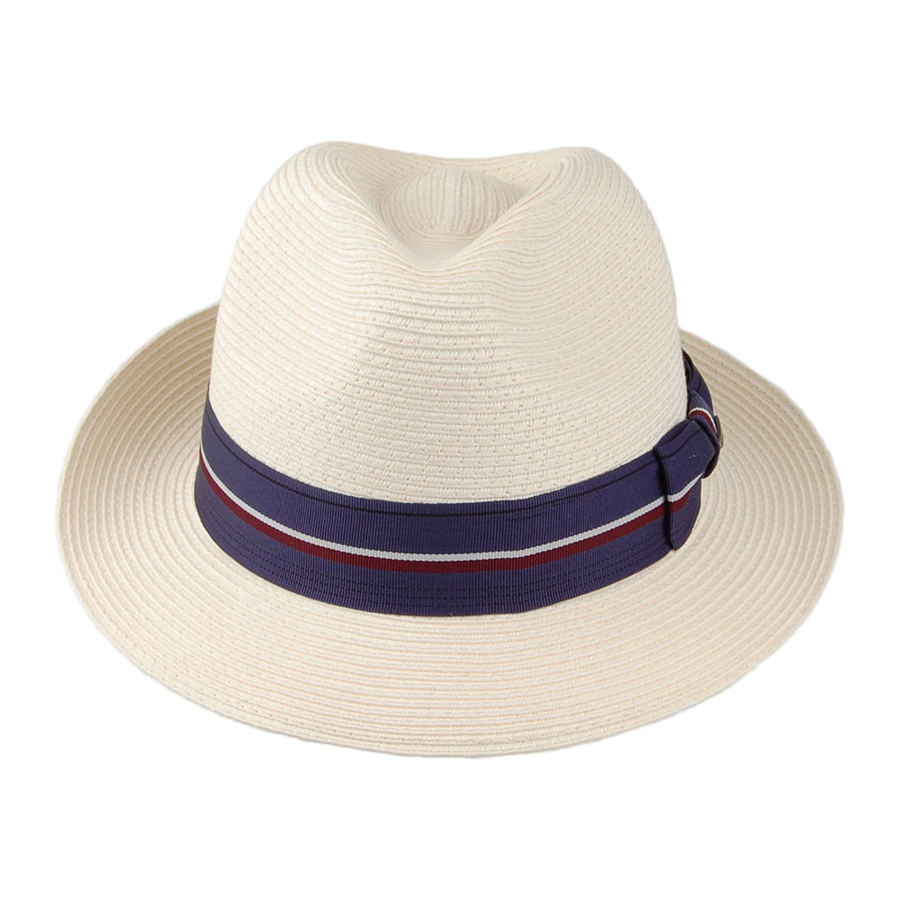 Chapeau Fedora en Paille Toyo Tressage Fin Drums naturel-indigo SCALA